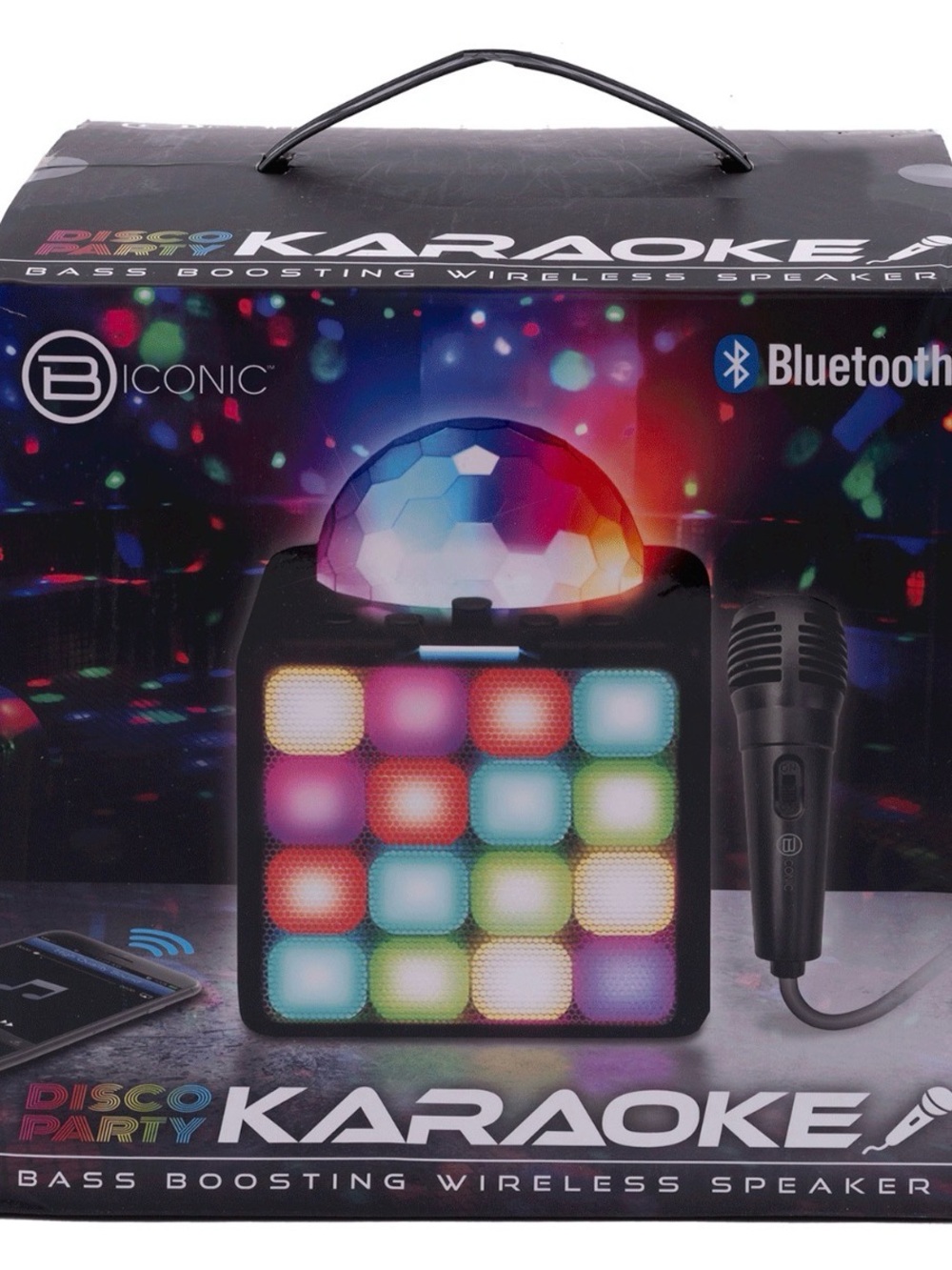 B Iconic Disco Party Karaoke Speaker with Multicolor LED Lights